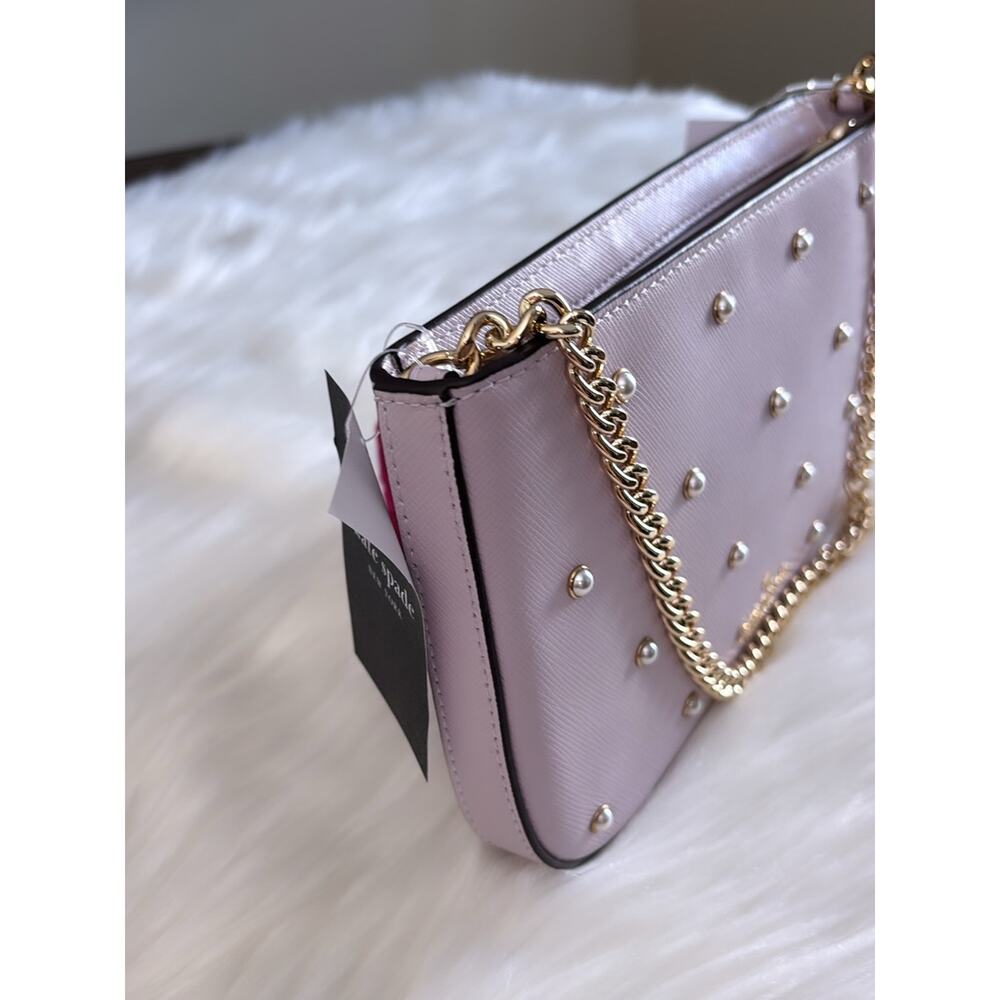 kate spade Lilac Pearl-Embellished Shoulder Bag with Gold Chain - Picture 3 of 5